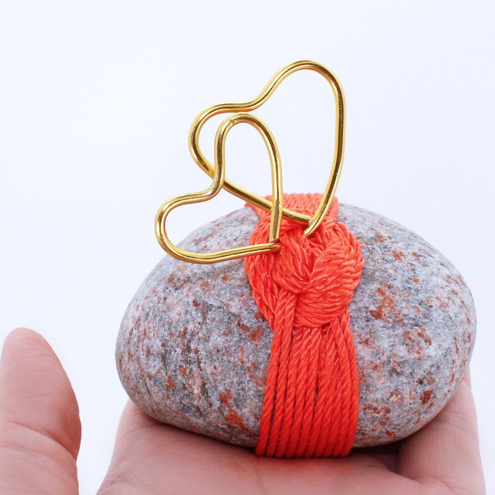 "Our Hearts Are Tied" Rock Art Zen Decor -Wrapped Rock handcrafted in Canada